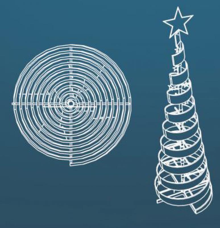 Albero a spirale con stelle